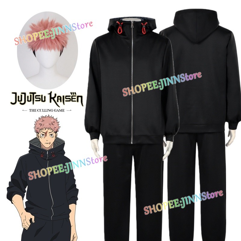 -JINN-ITADORI YUJI Jujutsu Kaisen Season 3 Cosplay hoodie màu đen, phù hợp cho carnival và anime par