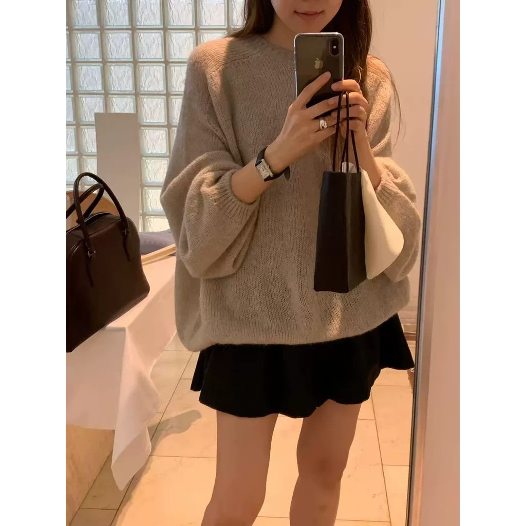 [OUNCE 2025 SR-STUDIO] Áo len cổ tròn tay phồng style Dongdaemun Hàn Quốc - ARHQ