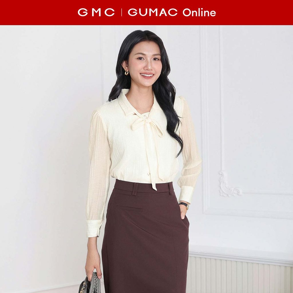 [MUA 2 GIẢM 25K] Áo sơ mi nữ tay dài kiểu phối dây nơ cổ nữ tính vải voan xốp 2 lớp công sở thời tra