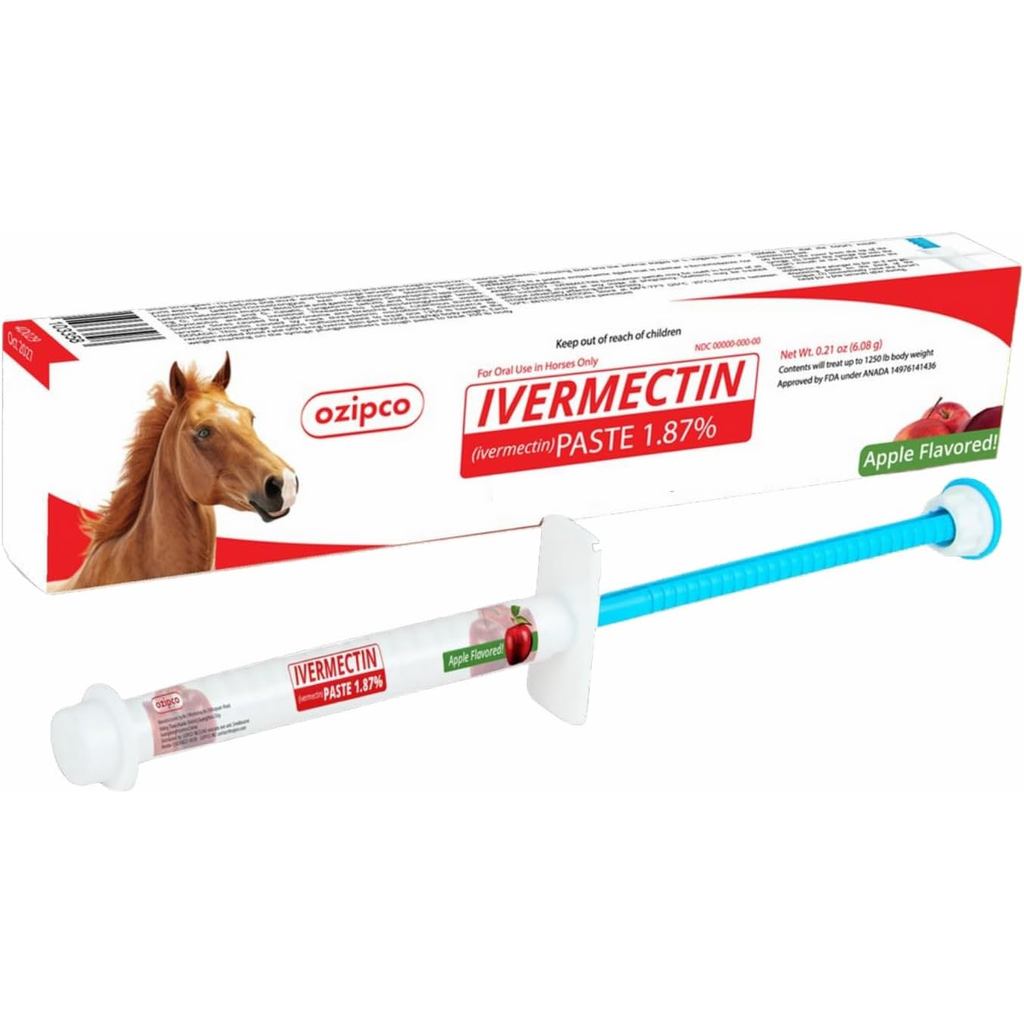 Bột ngựa Ivermectin 1,87% | Apple Flavor – Ống tiêm 6.08g dùng cho ngựa chỉ tối đa 1250 LB
