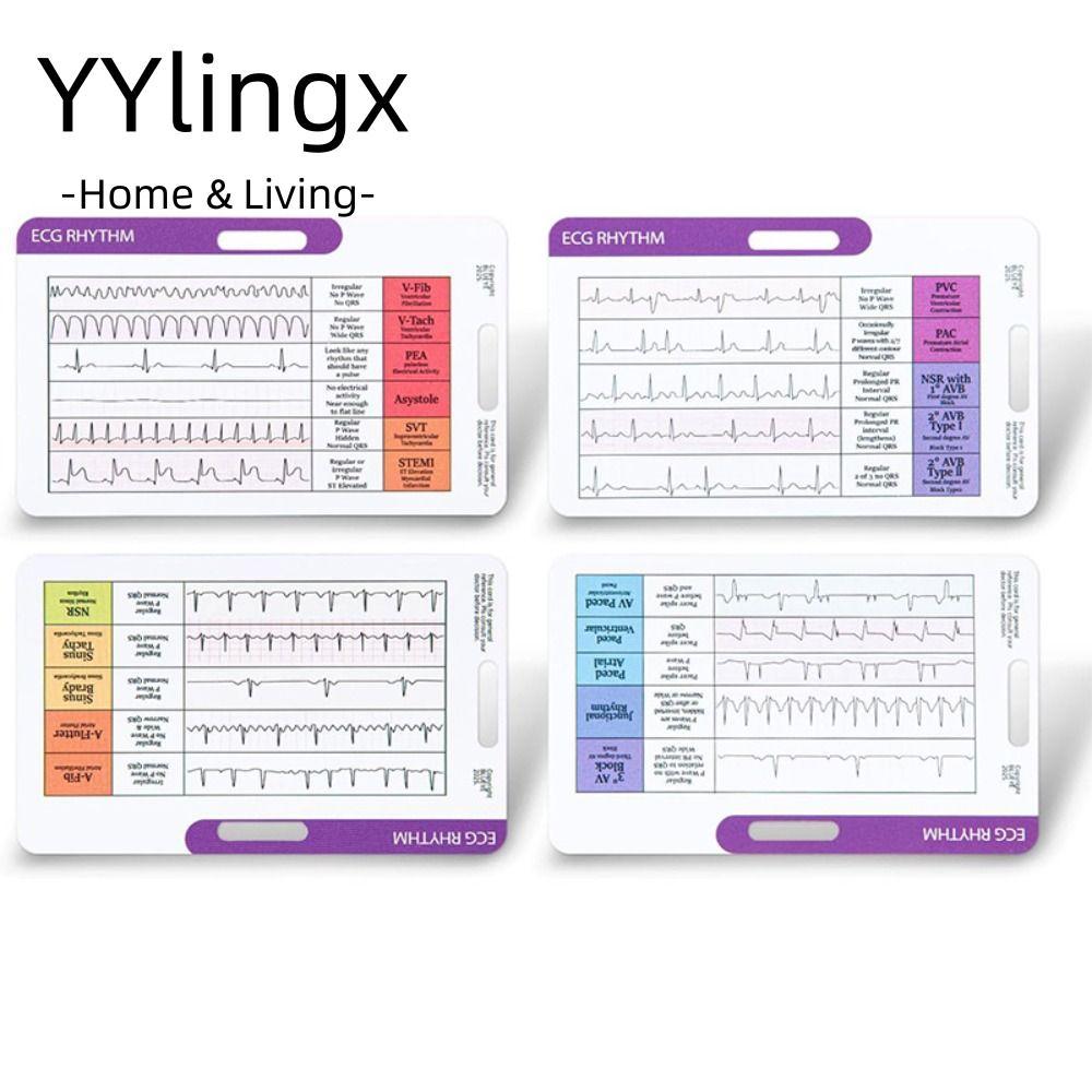 Thẻ bỏ túi giải thích YYLINGX, Thẻ giải thích nhịp điệu EKG DIY, Thẻ huy hiệu ECG hai mặt di động ch