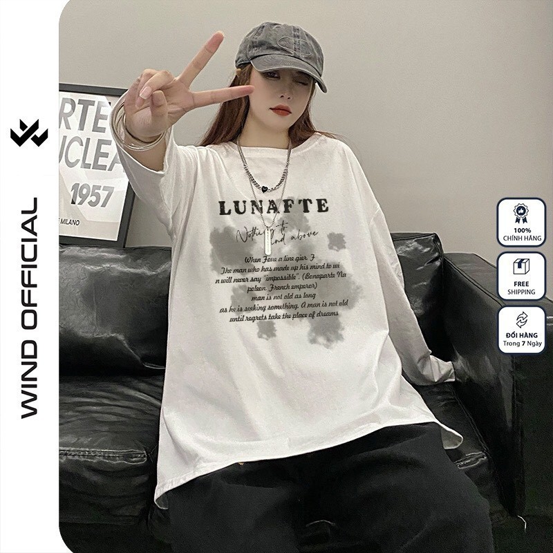 Áo Thun Tay Dài Unisex Wind Clothing Form Rộng LUNA thời trang sweater nam nữ oversize