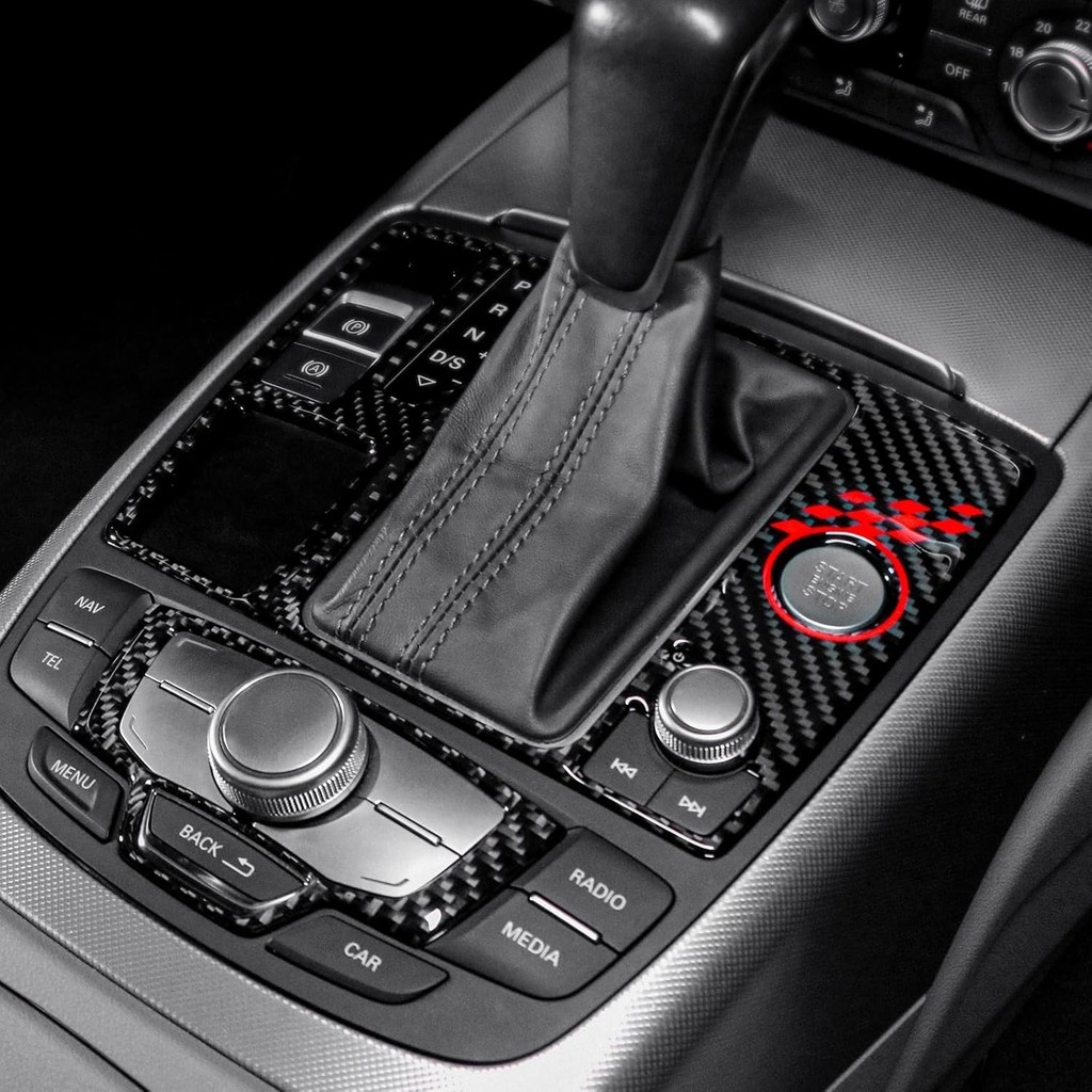 Nhãn dán khung bảng điều khiển chuyển số bằng sợi Carbon BETTERHUMZ Tương thích với Audi A6 C7 RS6 S