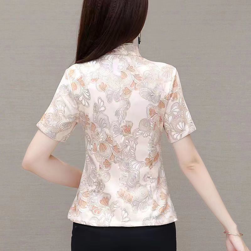 Áo sơ mi thời trang trung niên sườn xám Trung Quốc cải tiến, phù hợp dành cho mẹ