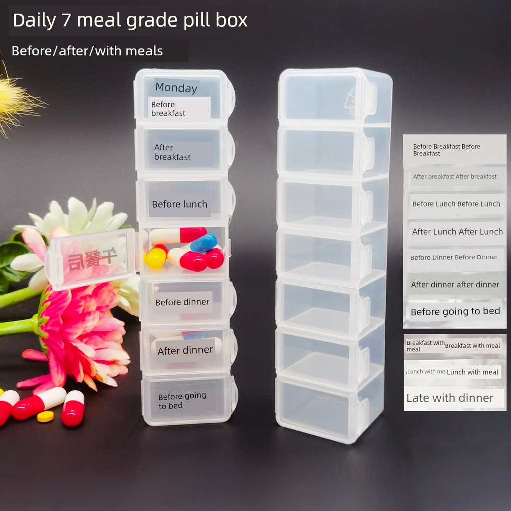 Hộp Đựng Thuốc Bảy Ngày Một Tuần Dung Tích Lớn Bữa Sáng Trưa Trước Bữa Ăn Hàng Ngày 7 Bữa Ăn Cho Ngư