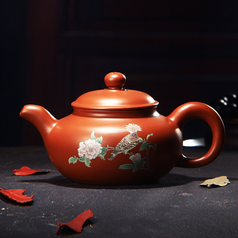 Nguyên Chất Vẽ Tay Tím Đất Sét Ấm Trà Kung Fu Máy Pha Trà Kung Fu Bộ Trà Hộ Gia Đình 300cc Xishi Ấm 