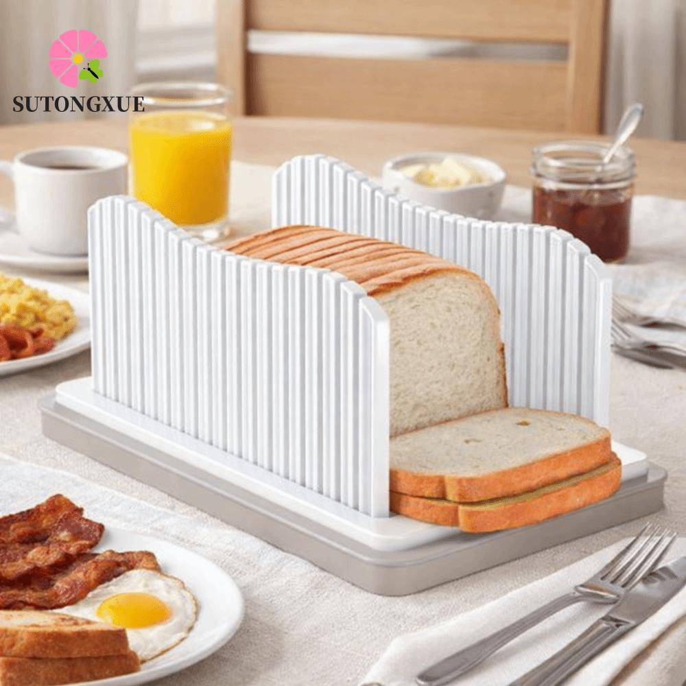 Máy thái bánh mì nướng SUTONGXUE, có khay vụn bánh mì có thể gập lại bằng tay Máy thái bánh mì, Hướng dẫn cắt bánh mì có thể điều chỉnh chiều rộng bằng nhựa thực tế Nhà bếp
