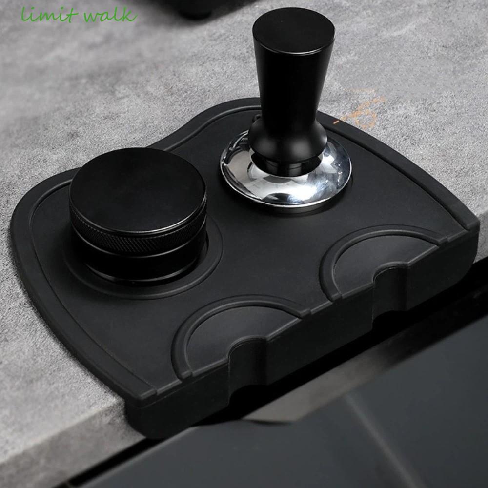 LIMIT WALK Powder Distributor Mat, Silicone Black Espresso Coffee Tamper Mat, Corner Cushion Pad Chố