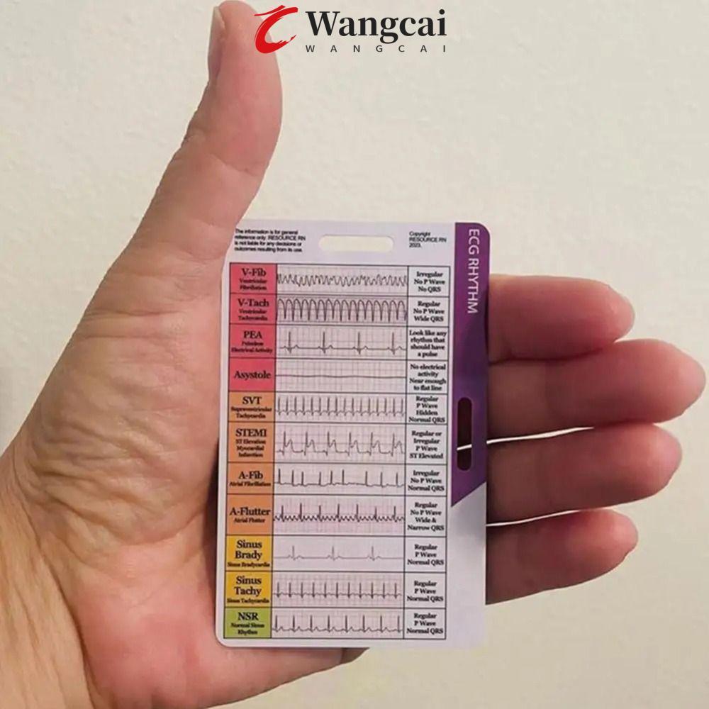 WANGMCAI Ecg / ekg Thẻ bỏ túi nhịp điệu, Thước đo chính xác Ecg nhựa tự đo, Đo ECG / EKG Giải thích 