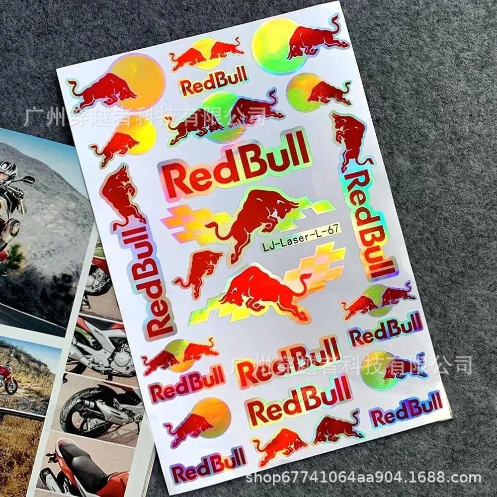 【Ready Stock】 RedBull Red Bull Reflective Stickers Helmet Stickers Motorcycle Modified Stickers Wate