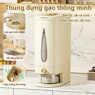 Thùng Dựng Gạo Thông Minh Dung tích 5L / 10L Thân trong suốt Nhấn lấy gạo tự động Có thể đựng ngũ cốc, đậu, hạt khô