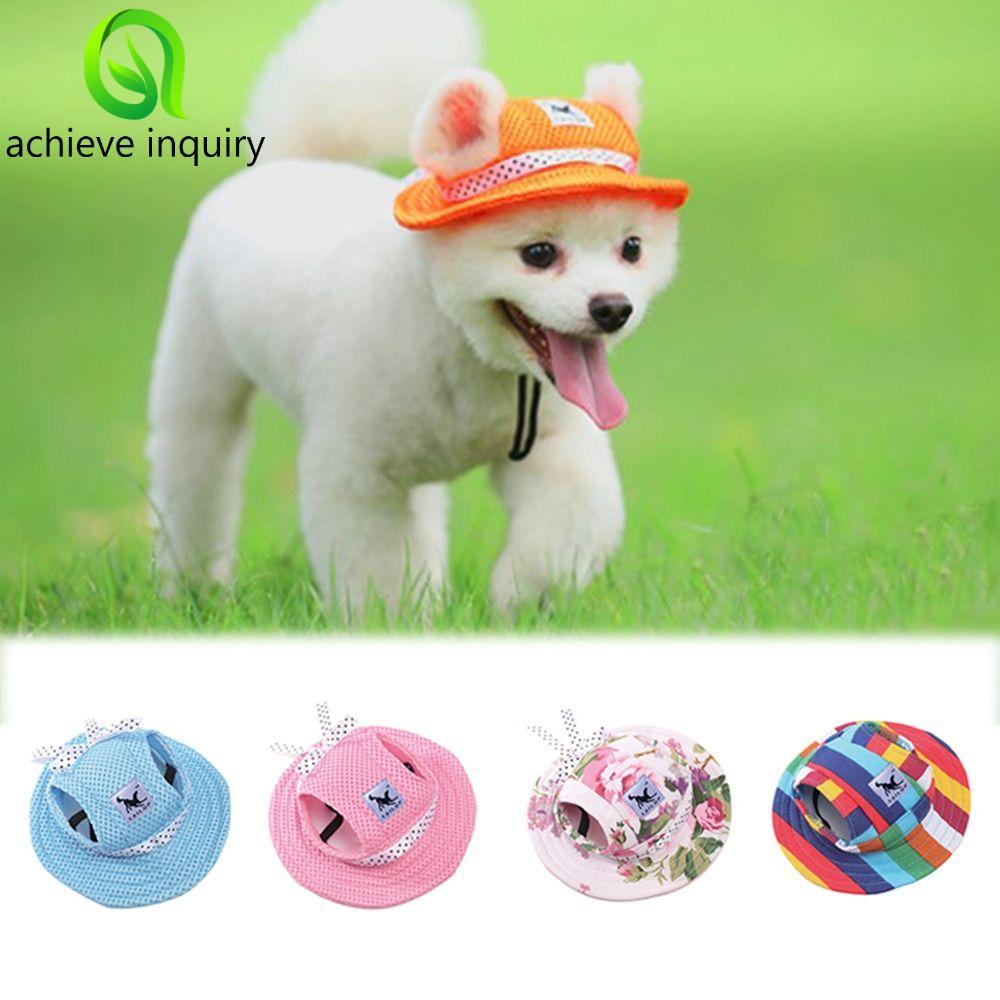 achieve inquiry ACHIEVE INQUIRY Mũ cho chó nhỏ sọc vừa vải lưới Sunhat