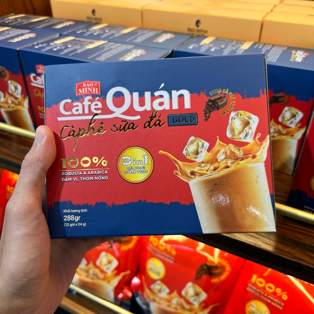 Cà Phê Quán Gold 3in1 - Hộp 12 Gói - Cà Phê Bảo Minh