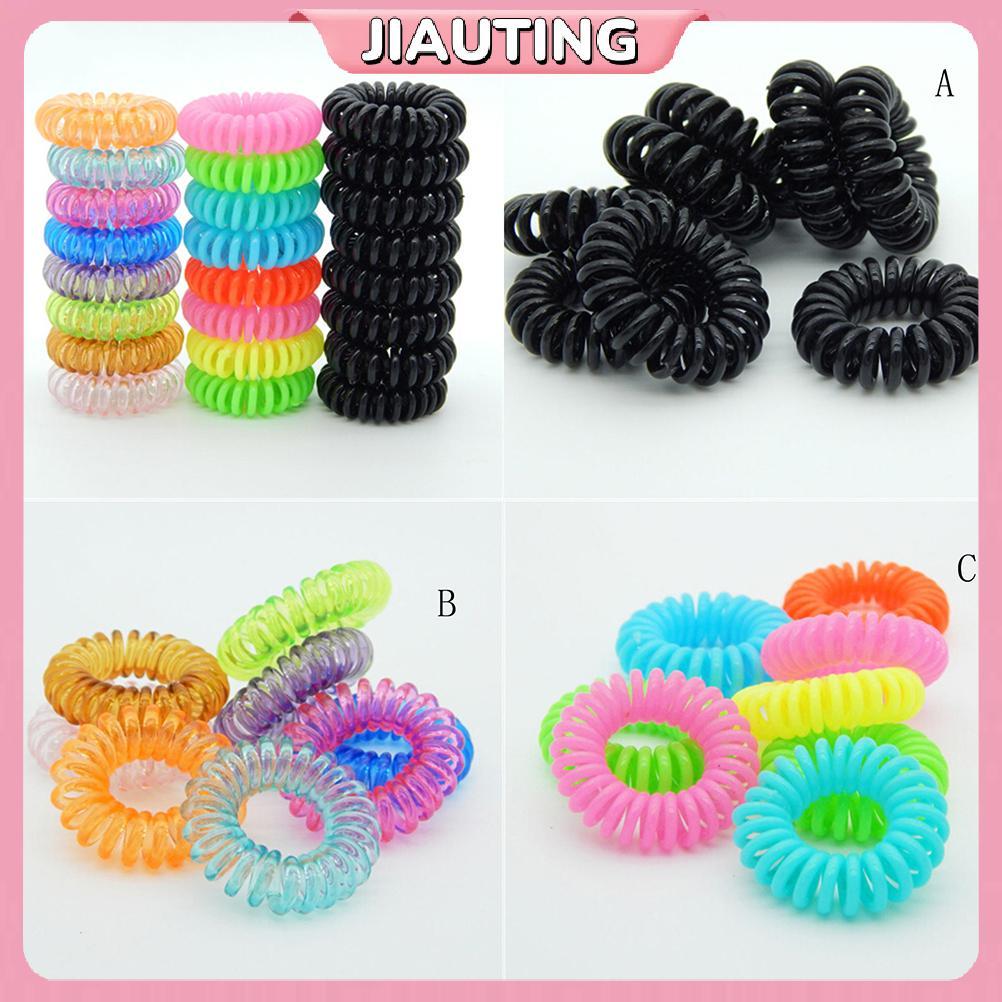 Jiauting 10 Chiếc Nhựa Dây Buộc Tóc Xoắn Ốc Dây Buộc Tóc Không Nhăn Cuộn Dây Buộc Tóc Đuôi Ngựa Giả