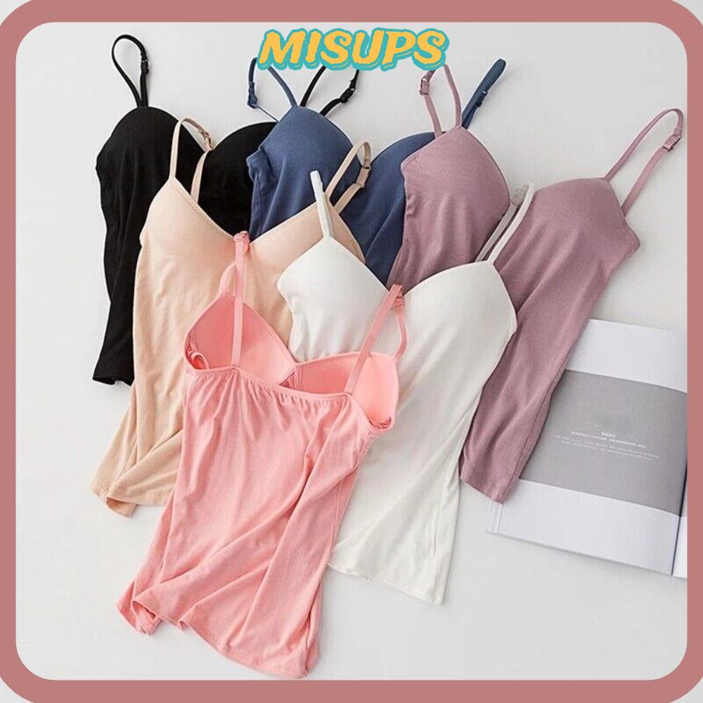 MISSIPS Spaghetti Dây Đeo Áo Modal Màu Trơn Tank Top Crop Top