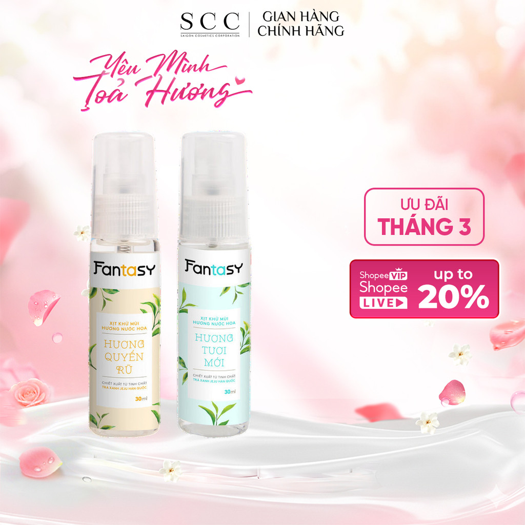 Combo 2 Xịt Khử Mùi Hương Nước Hoa FANTASY Giúp Da Sáng Mịn, Mờ Thâm 30ml/chai