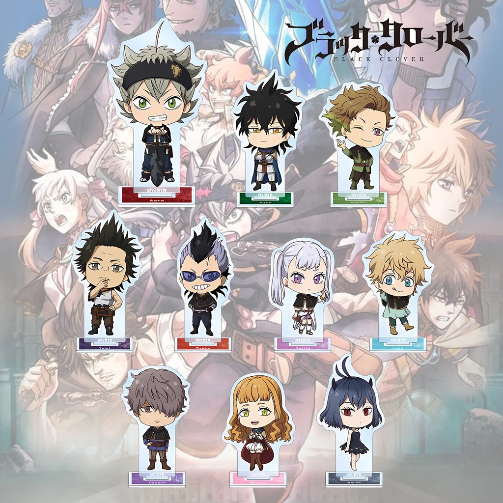 Mô Hình Standee Anime Black Clover Chibi Nhân Vật Asta Yuno Noelle Mica Acrylic Trang Trí Bàn Học Qu