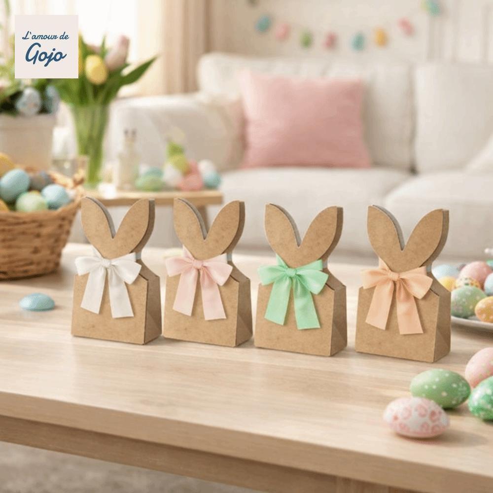 GOJO 12 Chiếc Thỏ Phục Sinh Hộp Quà Tặng Kẹo, Hoạt Hình 3D Thỏ Tai Thỏ Túi Bánh Quy, Đáng Yêu Với Ru