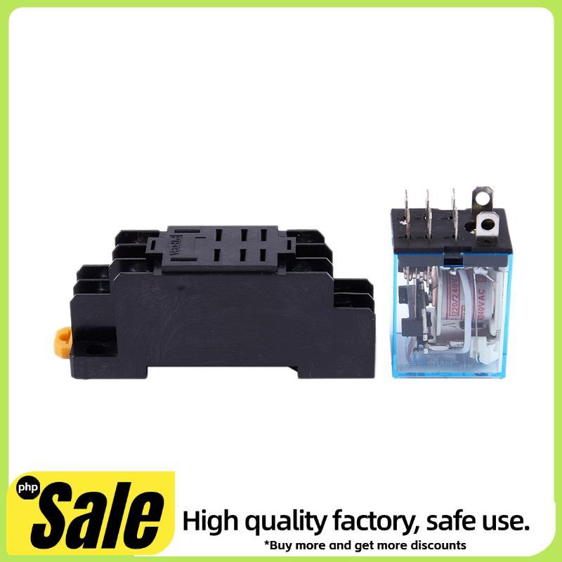 LY2NJ HH62P-L JQX-13F 220V AC Coil DPDT Power Relay 8 Pin w PTF08A Ổ cắm