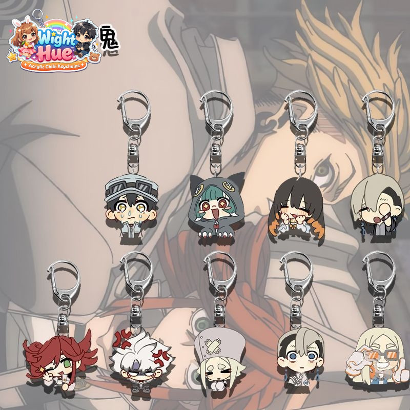 Anime GACHIAKUTA Rudo Enjin Zanka Riyo Jabber Acrylic Keychain KeyRing Pendant Chains wight hue