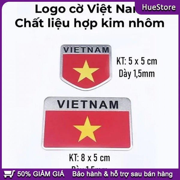 Tem logo quốc kỳ Việt Nam bằng nhôm dán xe hơi Tem nhôm cờ Việt Nam，Sử dụng băng dính 3M chắc chắn