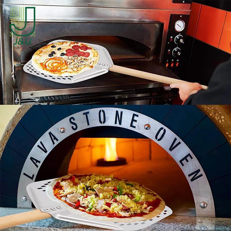 [J & U-T] Xẻng Pizza Đục Lỗ Bằng Nhôm 12 Inch Có Tay Cầm Có Thể Tháo Rời Lò Nướng Nonsti Mái Chèo Nướng Thìa Turners Phụ Kiện