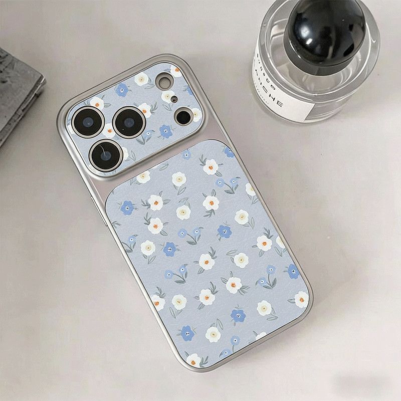 Họa Tiết Da Giá Trị Cao Ốp Bảo Vệ Cứng Phong Cách Hàn Quốc Toàn Màn Hình Xanh Trắng Bảo Vệ Hoa Nhỏ T