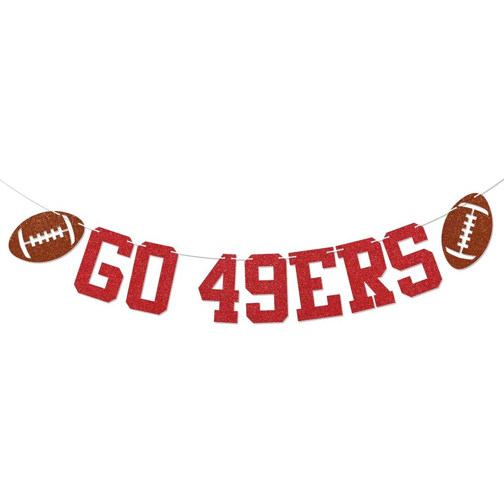 Biểu ngữ Go 49ers - Trang trí tiệc, Trang trí tiệc 49ers Màu đỏ lấp lánh