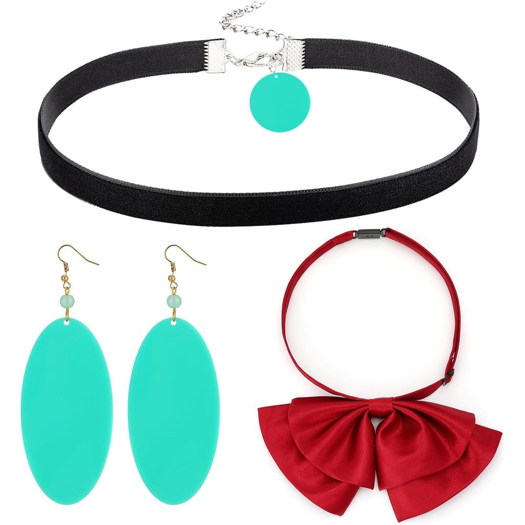 Ayase Cosplay Bộ Ayase Bông Tai Choker Nơ Đỏ Dây Buộc Tiệc Halloween Trang Phục Phụ Kiện Cho Nữ Ngườ
