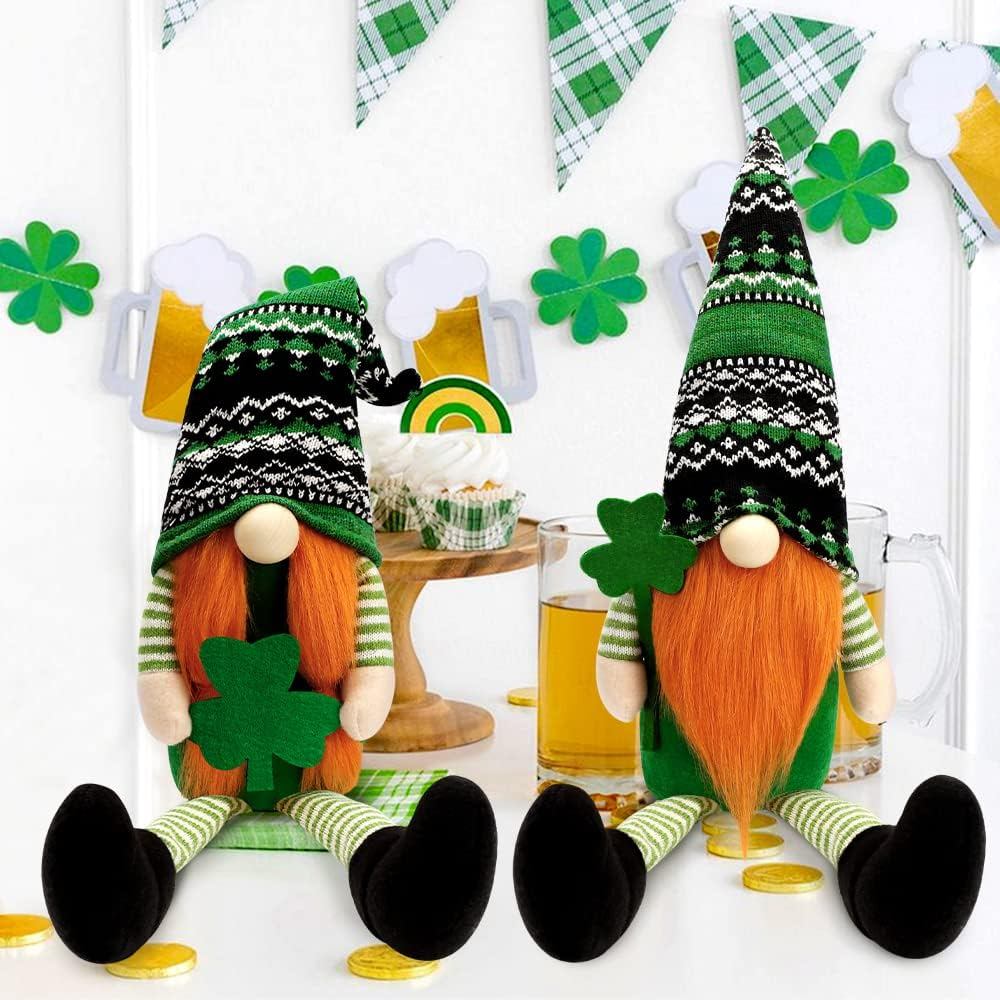 BINSUNS St. Ngày Patrick Gnomes Plush - 2 Chiếc Xanh Ailen Leprechaun Tomte Gnomes Búp Bê St Patrick