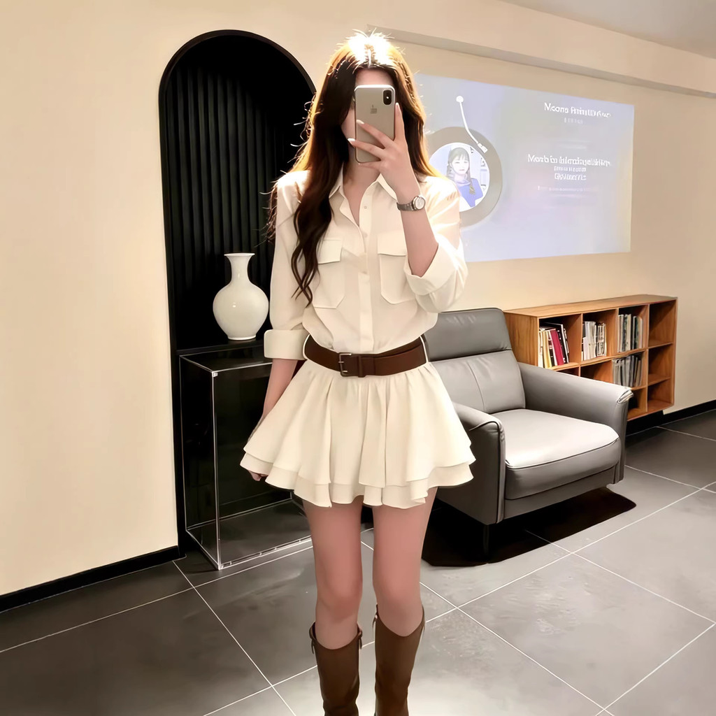 Camellia Trắng Jasmine Yue Su Tình Yêu - Áo Sơ Mi Stood Up Dress Phù Hợp Cho Phụ Nữ