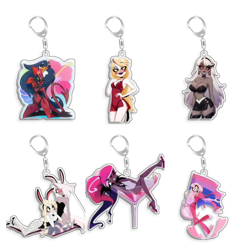 Hazbin Hotel Charlie Blitzo Verosika  Angel Dust Homemade Acrylic Keychain Pendant Bag Charms Game C