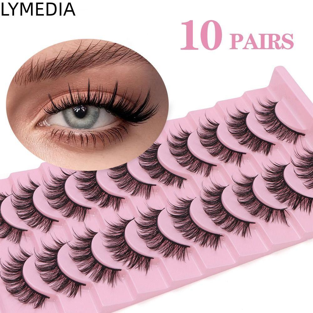 LYMEDIA Lông Mi Giả, Lông Mi Manga Wispy Handmade, Lông Mi Giả Tự Nhiên Khối Lượng Lông Mi Giả Nối M