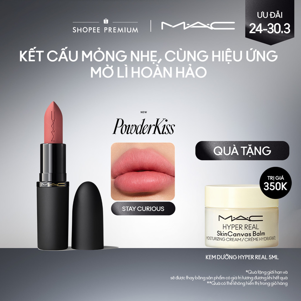 Son thỏi MAC Powder Kiss Hazy Matte Lipstick | Bền màu, ẩm mịn suốt 10H
