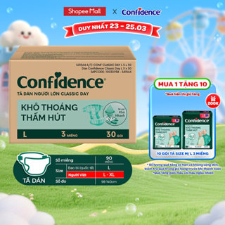 [Siêu Tiết Kiệm] Thùng Tã Dán Người Lớn Confidence Classic Day/ Slimt Fit Size M/L 40/90 miếng