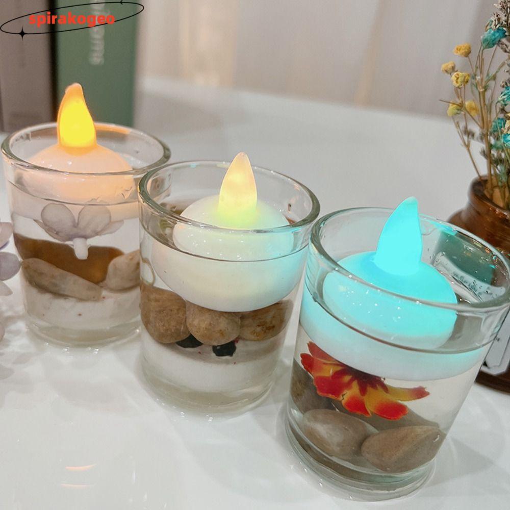 SPIRAKOGEO 5 Đèn Nến, Đèn LED Diwali Diya Trang Trí Phát Sáng, Nến Giả Nổi Trên Nước Đèn Trà Điện De