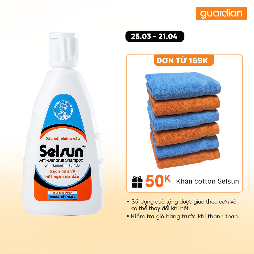Dầu Gội Giảm Gàu, Hỗ Trợ Làm Sạch Gàu Selsun Anti-Dandruff Shampoo Guardian 100ml