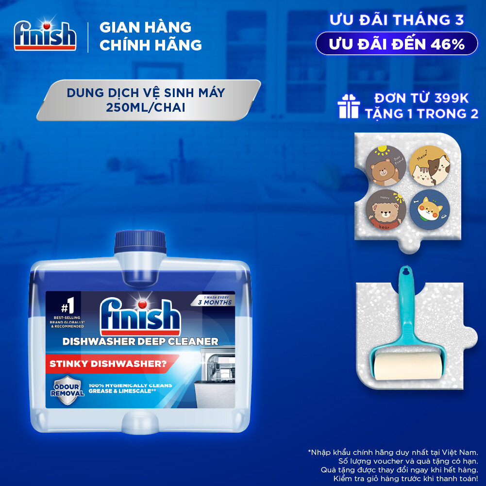 Dung Dịch Tẩy Rửa Máy Rửa Chén Bát Finish Dishwasher Deep Cleaner - chai 250ML