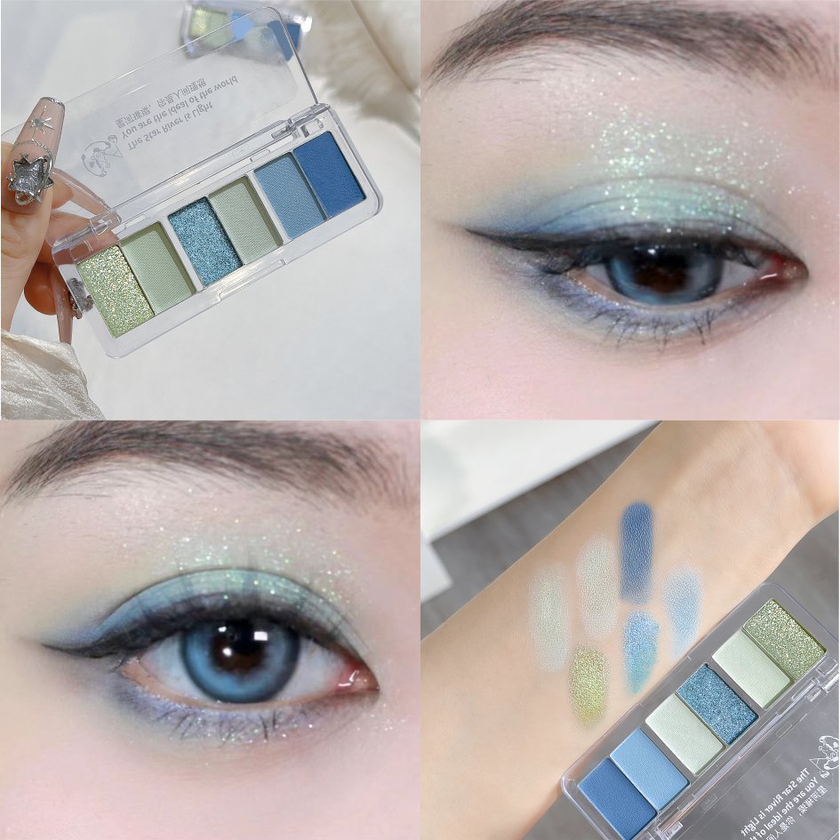 Bảng Phấn Mắt JADED Sáu Màu Dopamine Cool Blue Green Pink Eyeshadow