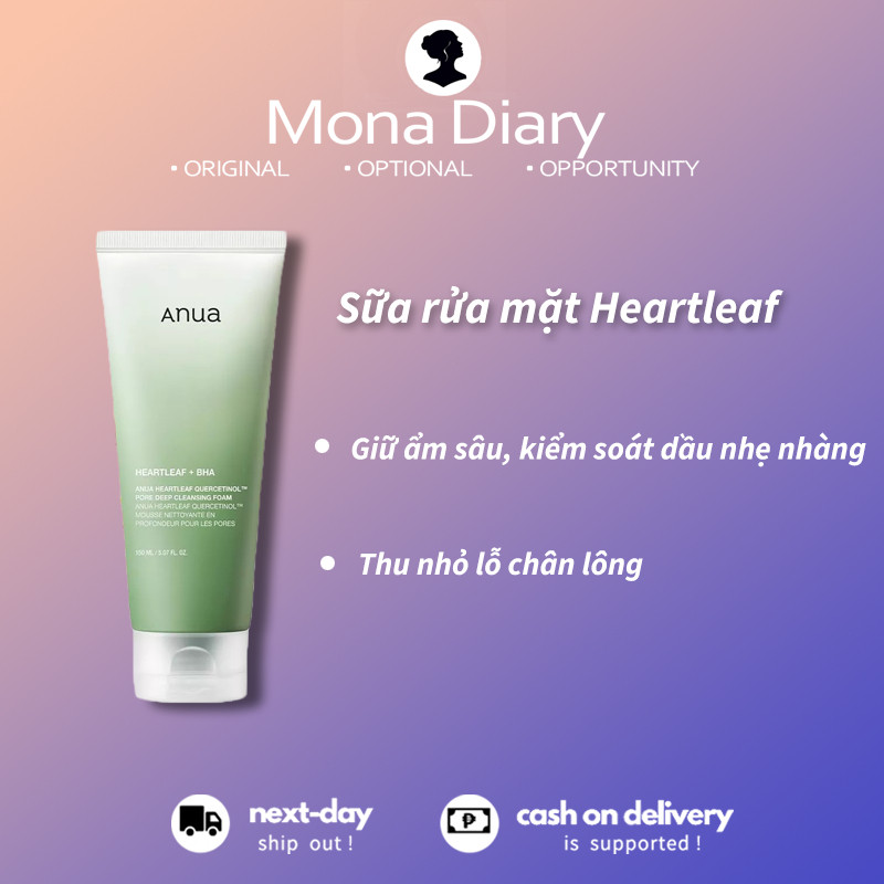 ANUA Sữa Rửa Mặt Heartleaf 150ml - Làm Sạch Sâu Nhẹ Dịu, Kiểm Soát Dầu Thừa & Thu Nhỏ Lỗ Chân Lông-S