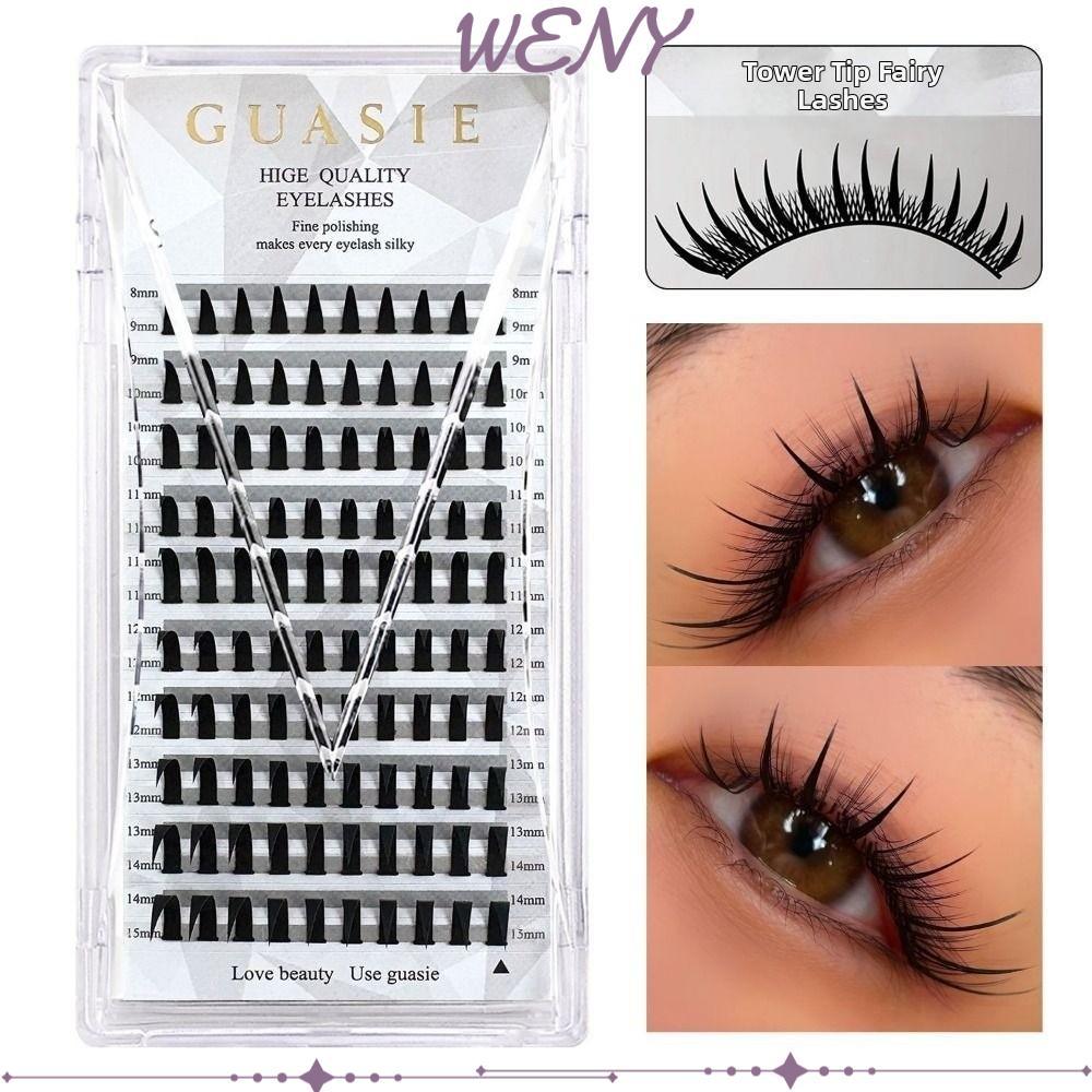 WENY Manga Lông Mi Cụm, Baddie Anime C Curl Cluster Mi, 10 Hàng Handmade 8-15mm Khối Lượng Nháy Mắt 