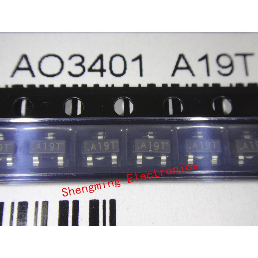 100 CÁI AO3401 A19T SOT-23 P-Channel Mosfet Transistor