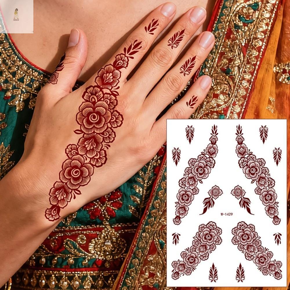 DISCO Henna Hình Xăm Dán, Đỏ Mehndi Dán Chân Cánh Tay Hình Xăm Tạm Thời, Ren Đỏ Henna Hình Xăm Ren G