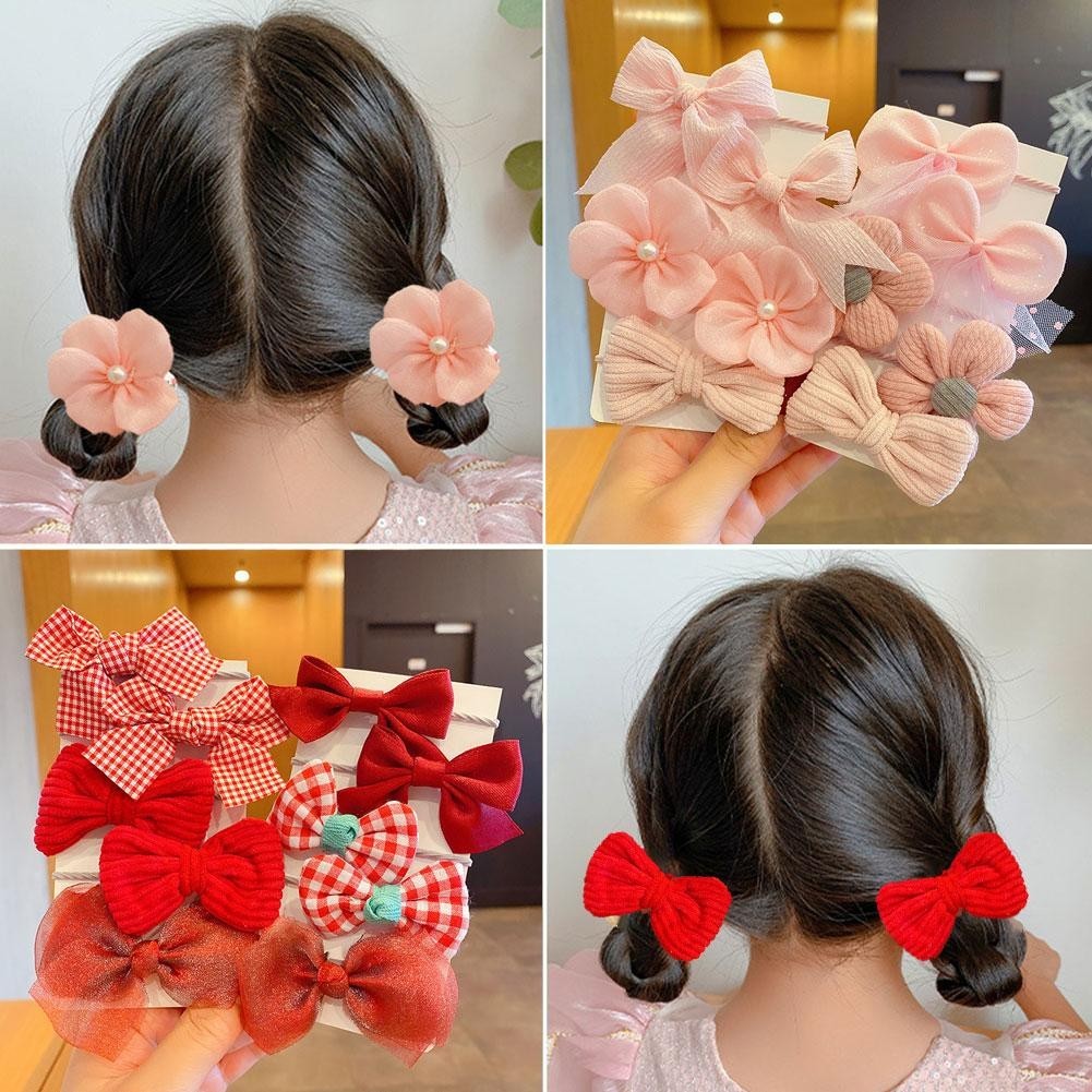 Bộ Dây Buộc Tóc Hoa Nơ Co Giãn Dây Buộc Tóc Cho Bé Gái Trẻ Em Dễ Thương Dây Cao Su Tự Làm P8f0