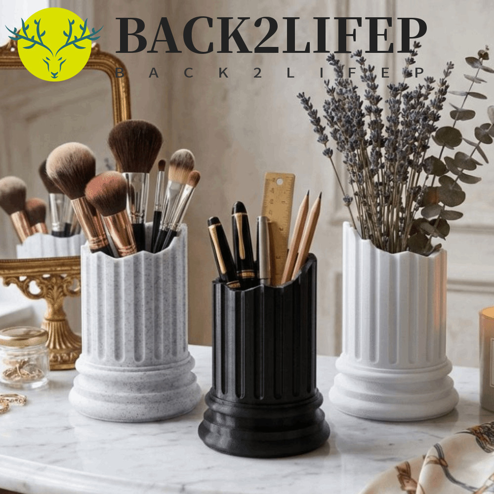 BACK2LIFEP Hộp đựng bút trụ cột La Mã, Hộp đựng cọ trang điểm trụ cột phong cách Hy Lạp cổ đại, Hộp 