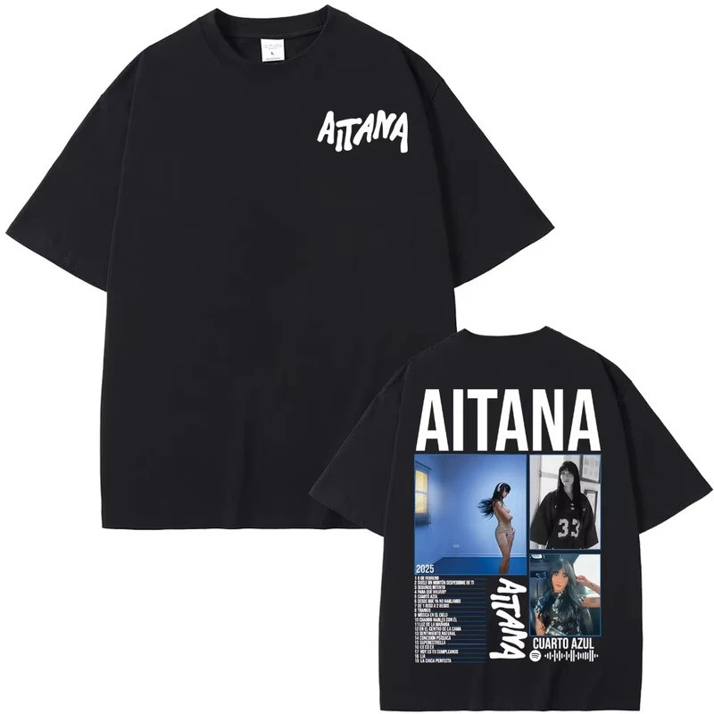 Aitana Cuarto Azul Tour Đồ Họa Áo nam Nữ Thời Trang Đẹp Thường Ngày Quá Khổ Cotton Tay Ngắn