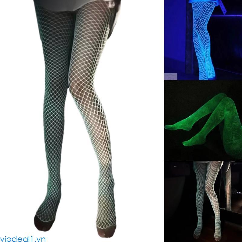 Vipdeal1 Nữ Fishnet Quần Eo Fishnet Quần Legging Vớ Phát Sáng Trong Bóng Tối Fishnet Dạ Quang Phát S