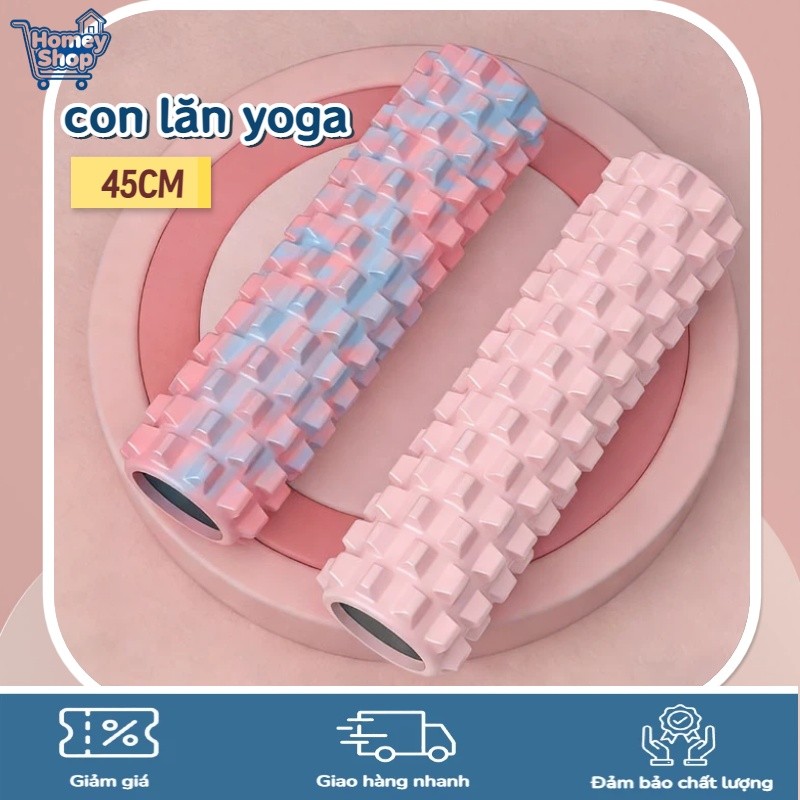 HomeyShop-Con lăn Foam Roller 45*13cm,con lăn yoga,giúp giãn cơ,giảm đau lưng vai và tập gym tại nhà