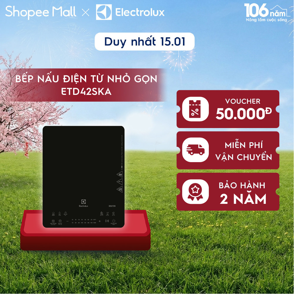Bếp nấu điện từ để bàn Electrolux 2100W 6 chương trình nấu-ETD42SKA