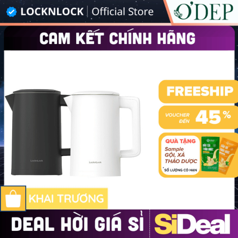 Ấm đun siêu tốc LocknLock 1.7 Lít 1850-2200W Digital Electric Kettle  EJK226, Hàng chính hãng - SIDE